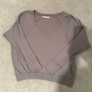 Free People Gray V-Neck Top
